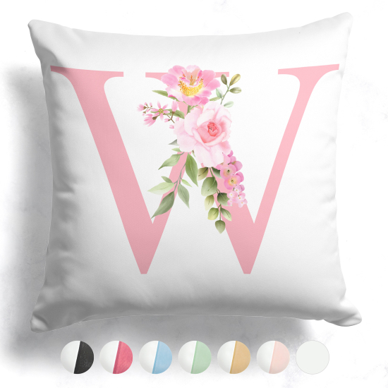 Customized Two-Tone Monogram Pillow - Letter W