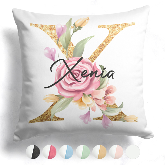 Customized Two-Tone Monogram Pillow - Letter X