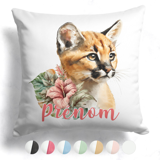 Customized two-tone Pillow - Cat flowers