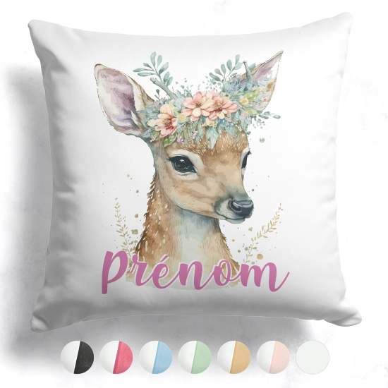 Customized two-tone Pillow - Fawn flowers