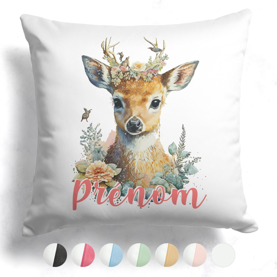 Customized two-tone Pillow - Fawn flowers