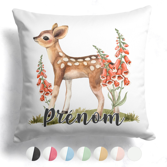 Customized two-tone Pillow - Fawn flowers