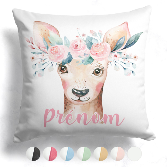 Customized two-tone Pillow - Fawn flowers