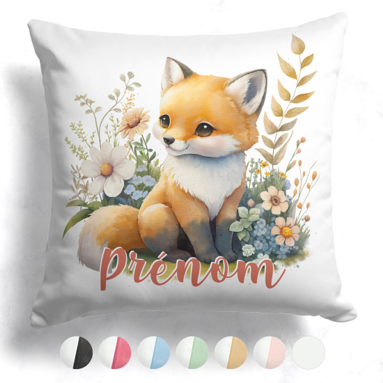 Customized two-tone Pillow - Fox flowers