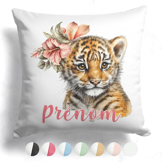 Customized two-tone Pillow - Lion cub flowers