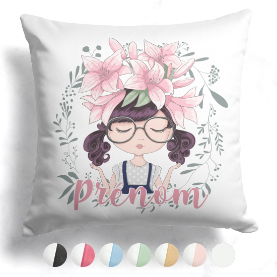 Customized two-tone Pillow - Little girl flowers