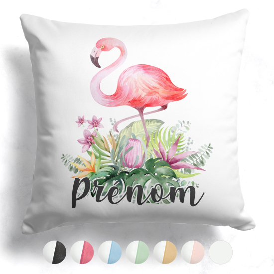 Customized two-tone Pillow - Pink flamingo flowers