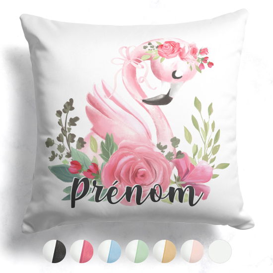 Customized two-tone Pillow - Pink flamingo flowers