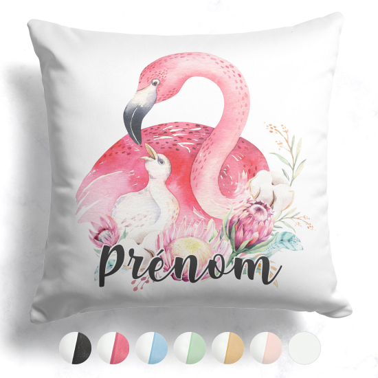 Customized two-tone Pillow - Pink flamingo flowers