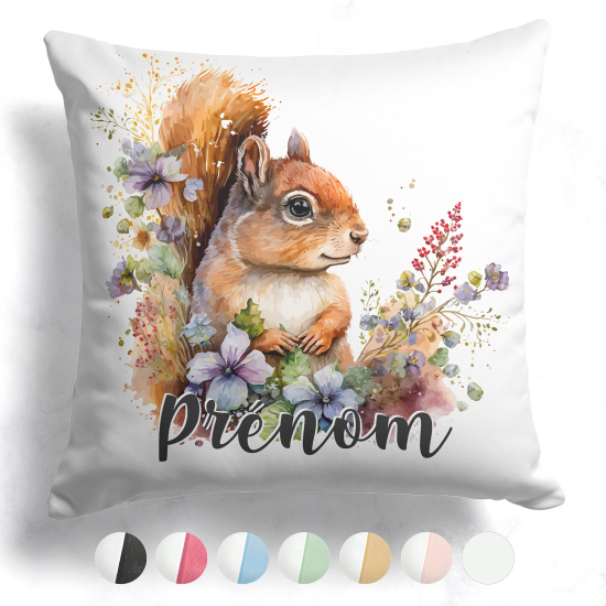 Customized two-tone Pillow - Squirrel flowers