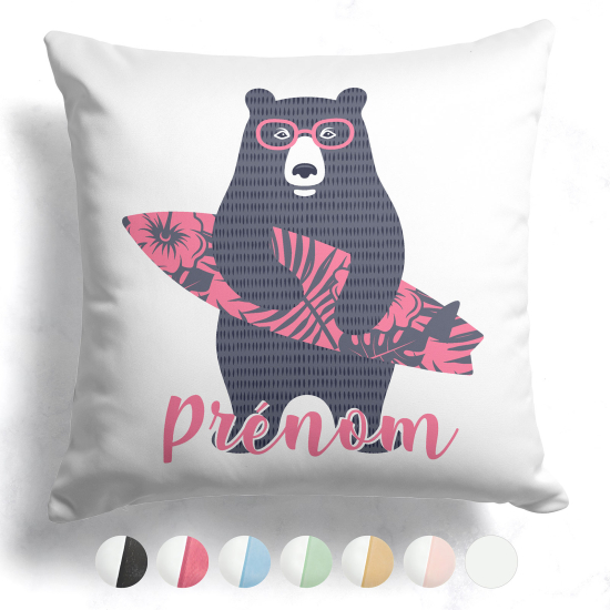 Customized two-tone Pillow - Surfer bear