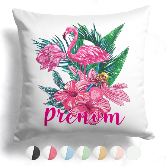 Customized two-tone Pillow - Tropical pink flamingo