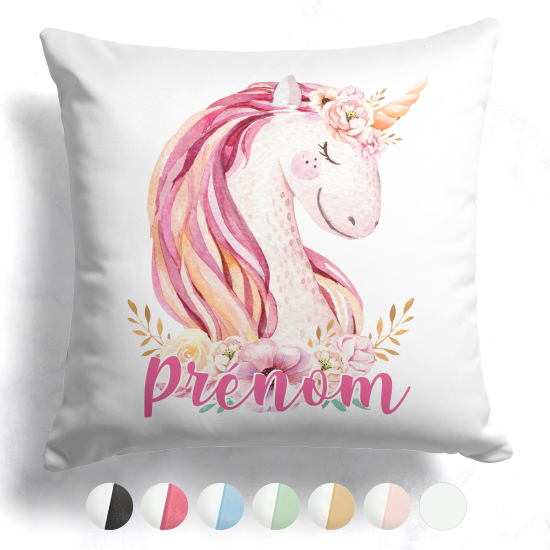 Customized two-tone Pillow - Unicorn flowers