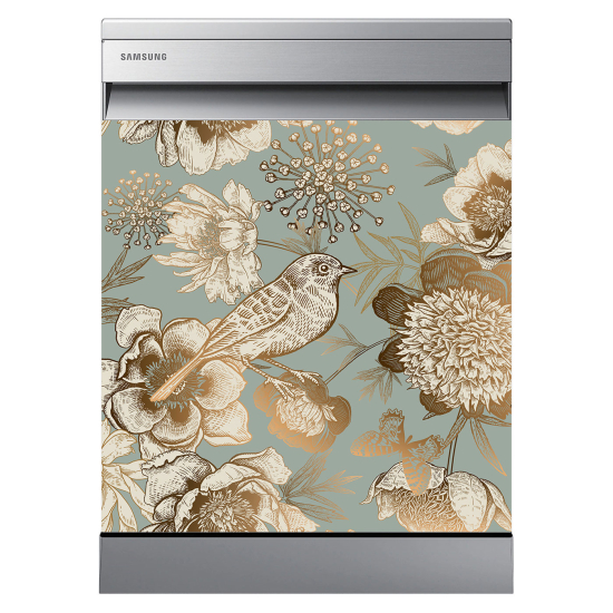 Dishwasher Sticker - Bird Flowers