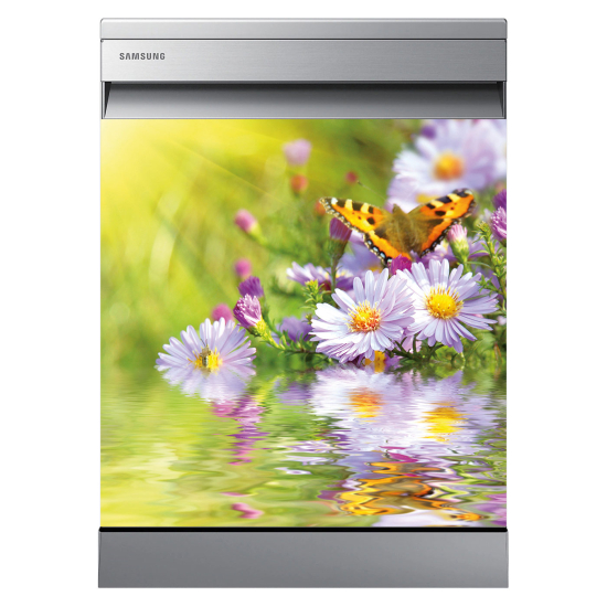 Dishwasher Sticker - Butterfly Flowers