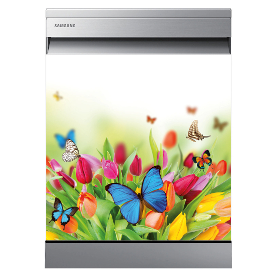 Dishwasher Sticker - Flowers Butterflies