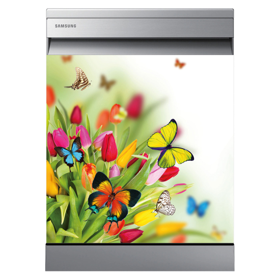 Dishwasher Sticker - Flowers Butterflies