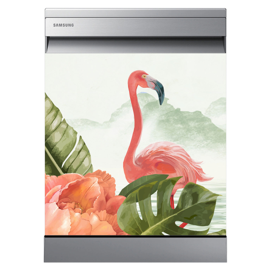 Dishwasher Sticker - Pink flamingo