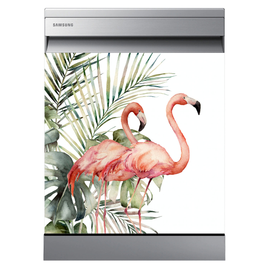 Dishwasher Sticker - Pink flamingos