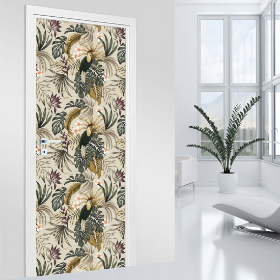 Door Sticker - Decal - Birds leaves