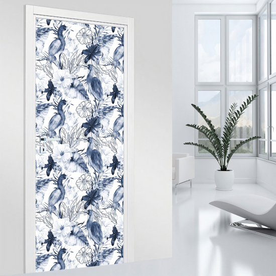 Door Sticker - Decal - Flower birds