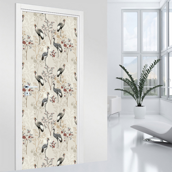 Door Sticker - Decal - Flower birds