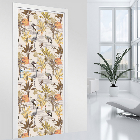 Door Sticker - Decal - Flower birds