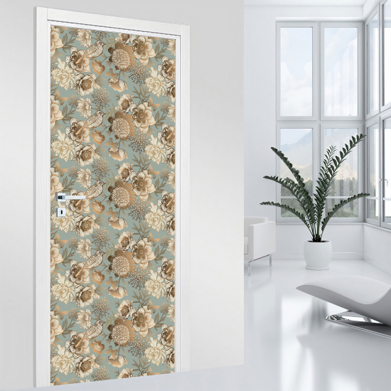 Door Sticker - Decal - Flower birds