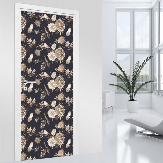 Door Sticker - Decal - Flower birds