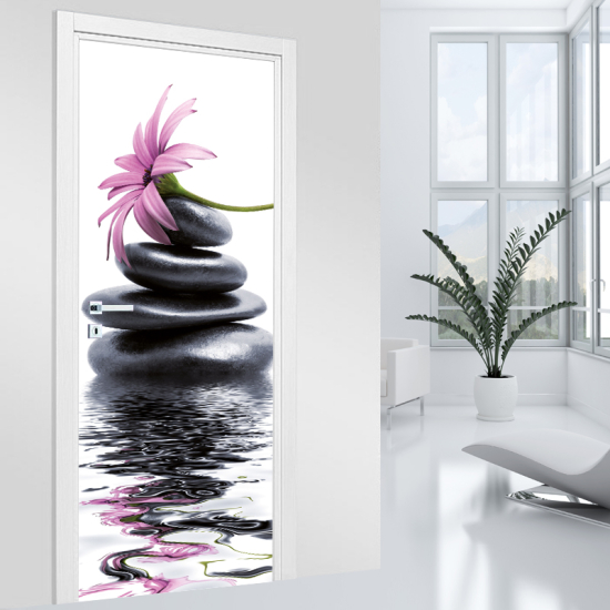 Door Sticker - Decal - Flower Pebbles