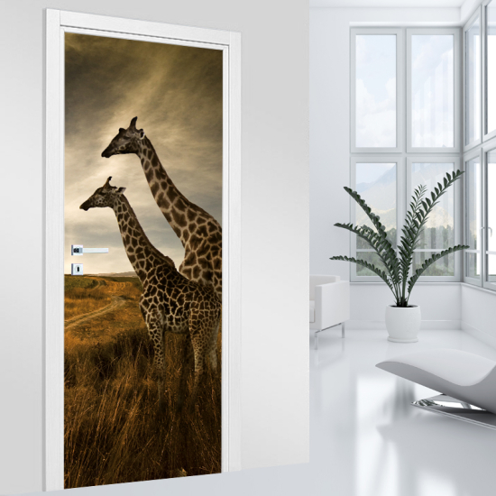 Door Sticker - Decal - Giraffes