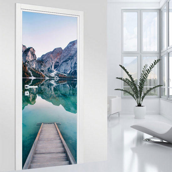 Door Sticker - Decal - Lake and Mountain