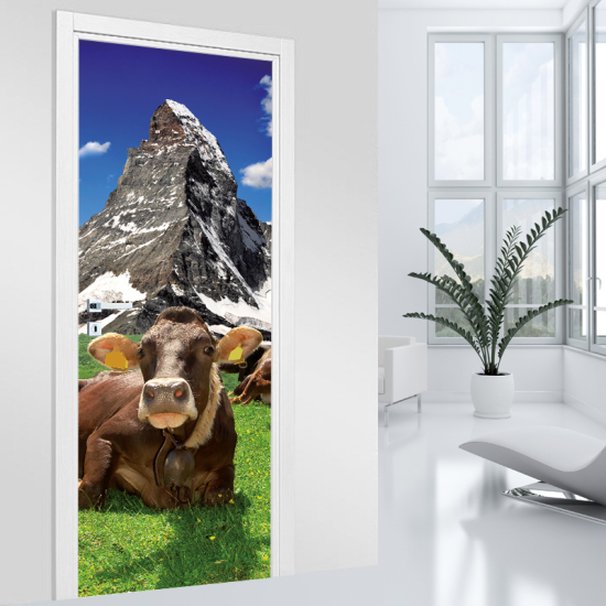 Door Sticker - Decal - Mountain cow