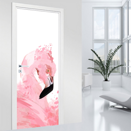 Door Sticker - Decal - Pink flamingo