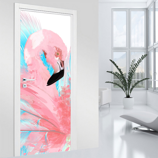 Door Sticker - Decal - Pink flamingo