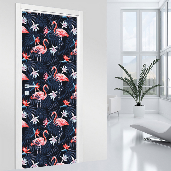 Door Sticker - Decal - Pink flamingos