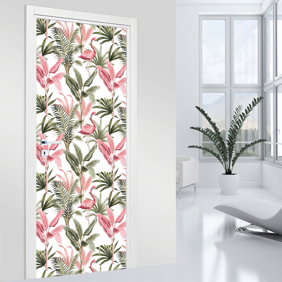 Door Sticker - Decal - Pink flamingos