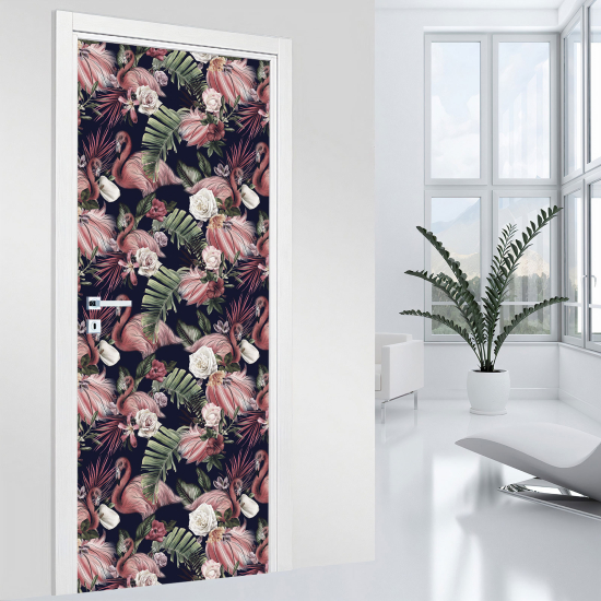 Door Sticker - Decal - Pink flamingos