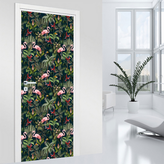 Door Sticker - Decal - Pink flamingos