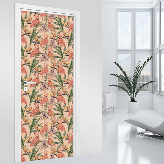 Door Sticker - Decal - Pink flamingos