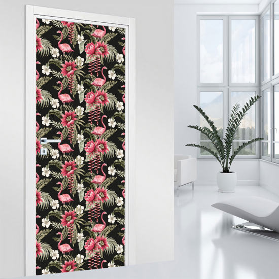 Door Sticker - Decal - Pink flamingos