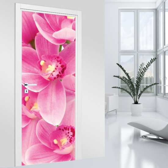 Door Sticker - Decal - Pink Flowers