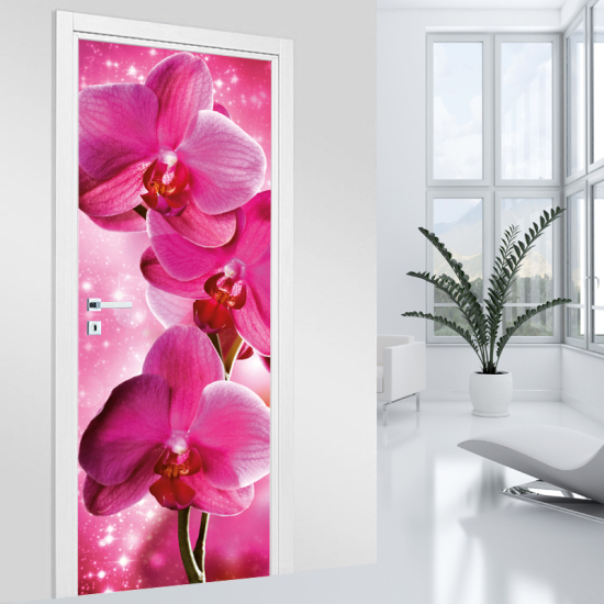 Door Sticker - Decal - Pink Orchid