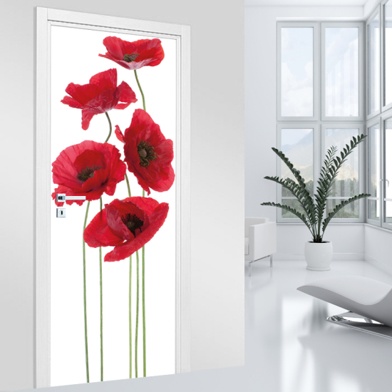 Door Sticker - Decal - Poppies