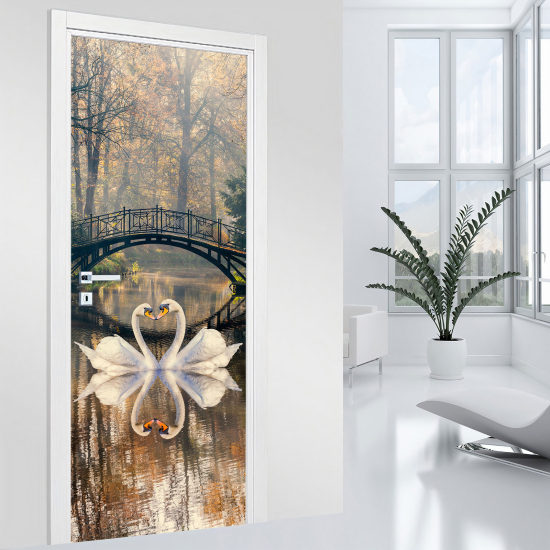 Door Sticker - Decal - Swans