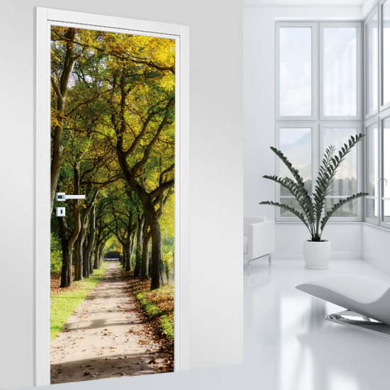 Door Sticker - Decal - Tree-lined path