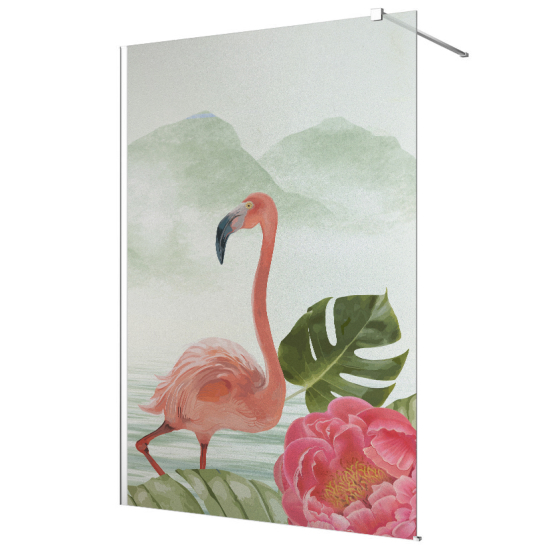 Frosted glass stickers for shower screens and windows - Pink Flamingo