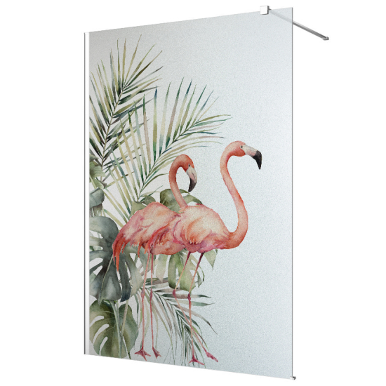 Frosted glass stickers for shower screens and windows - Pink Flamingos