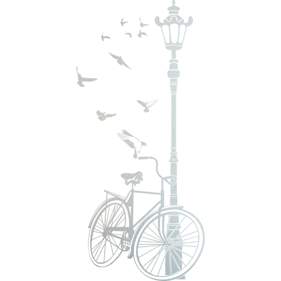 Frosted Window Glass Sticker - Bicycle Street Lamp