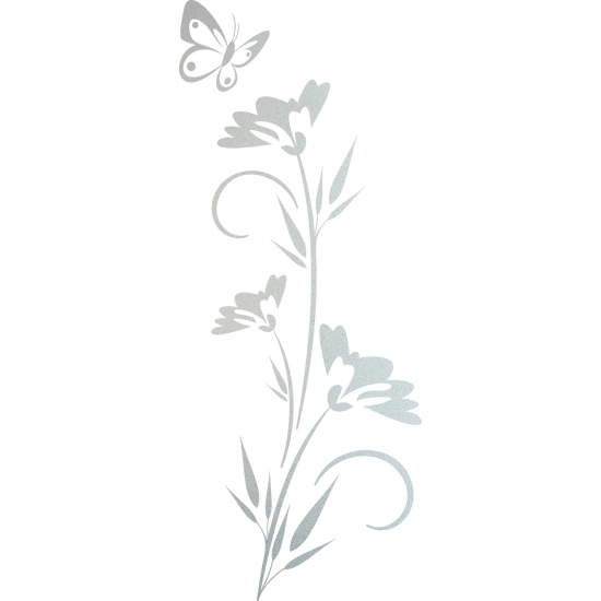 Frosted Window Glass Sticker - Butterfly Flower